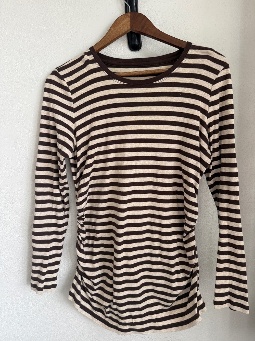 GAP Maternity Brown & Cream Striped Long Sleeve Tee